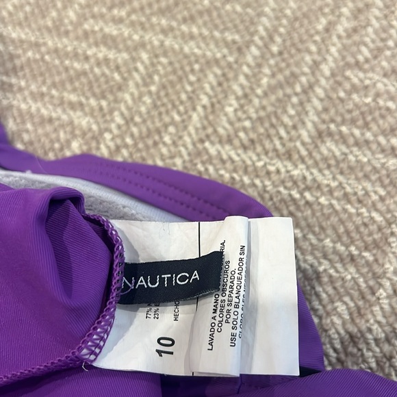Nautica Swimsuit Tankini Top Halter Style Purple Size 10 77% Nylon 23% Spandex - Picture 4 of 5